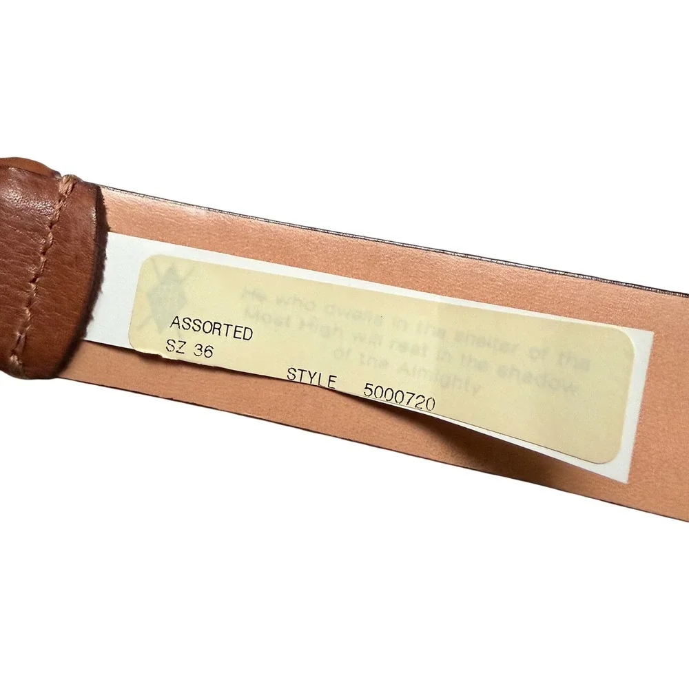 NWT $198 Martin Dingman Mens Cognac Saddle Leather Belt Handcrafted Brown Sz 36